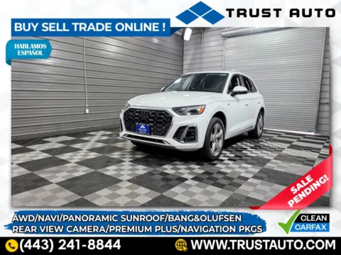 White 2022 Audi Q5 S line Premium Plus 45 TFSI quattro AWD SUV w/Navigation Pkg for sale in Sykesville, MD