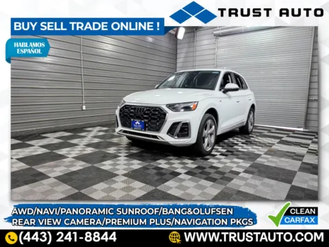 White 2022 Audi Q5 S line Premium Plus 45 TFSI quattro AWD SUV w/Navigation Pkg for sale in Sykesville, MD