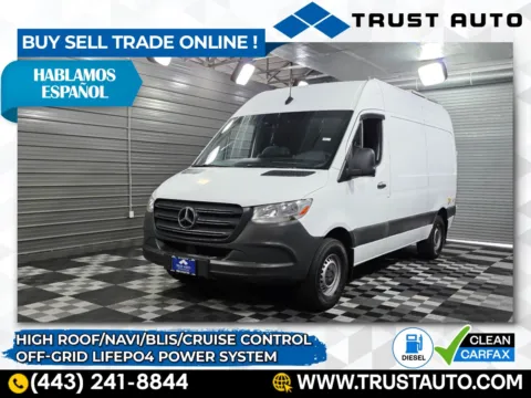 White 2020 Mercedes-Benz Sprinter 2500 Cargo 144'' High Roof Diesel Minivan/Van w/Off-Grid LiFePO4 Power System for sale in Sykesville, MD