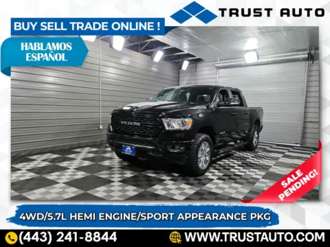 Black 2022 Ram 1500 Big Horn 4WD Crew Cab Hemi Pickup Truck for sale in Sykesville, MD