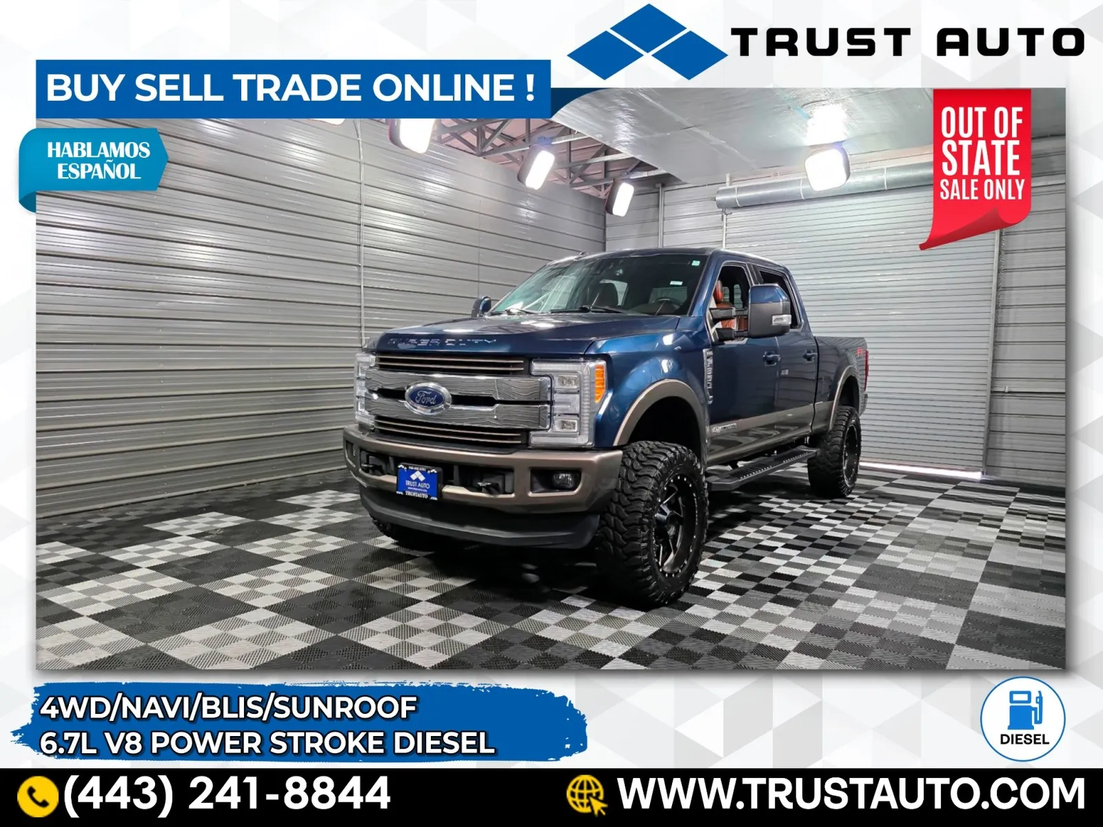 2018 Ford Super Duty F-350 SRW King Ranch 4WD Crew Cab 6.7L V8 Power Stroke Turbo Diesel Pickup Truck