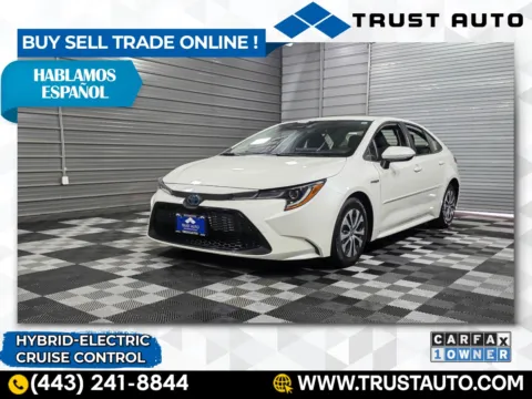 White 2020 Toyota Corolla Hybrid LE Sedan for sale in Sykesville, MD