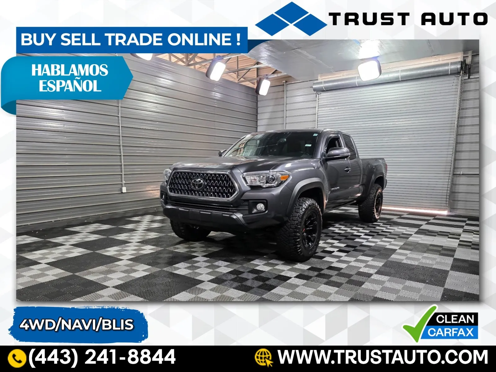 Gray 2018 Toyota Tacoma TRD Off Road 4WD Access Cab Pickup Truck for sale in Sykesville, MD