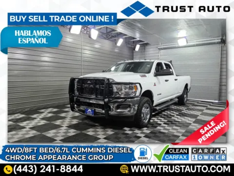 White 2022 Ram 3500 Tradesman 4WD Crew Cab 8FT Long Bed Cummins Diesel Pickup Truck for sale in Sykesville, MD