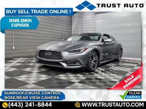 Silver 2018 INFINITI Q60 3.0t LUXE 2-Door Coupe for sale in Sykesville, MD