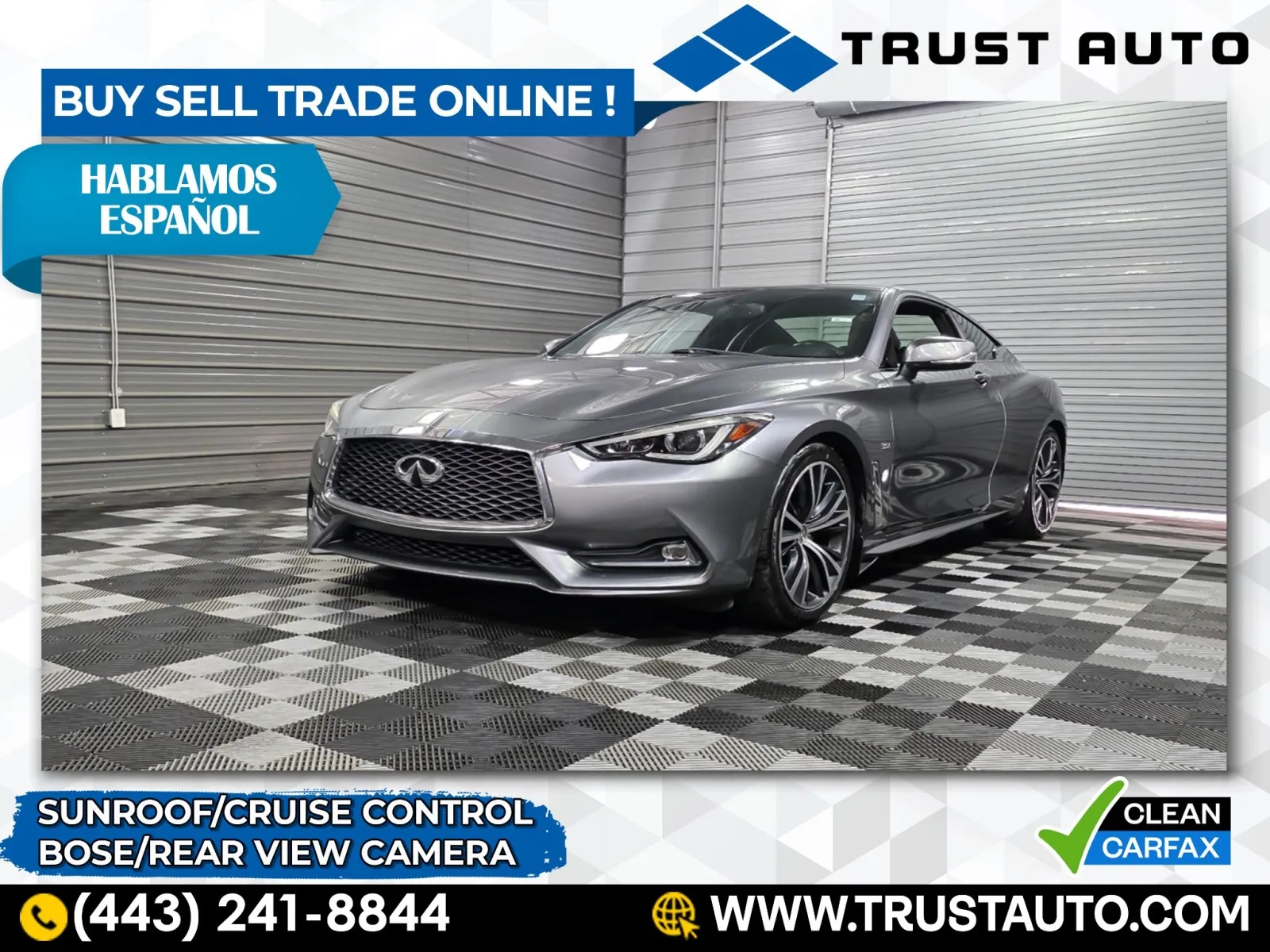 Silver 2018 INFINITI Q60 3.0t LUXE 2-Door Coupe for sale in Sykesville, MD