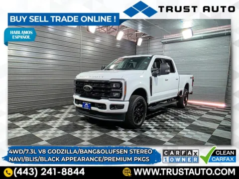 White 2023 Ford Super Duty F-250 XLT 4WD Crew Cab 7.3L V8 Godzilla Pickup Truck w/Premium/Black A for sale in Sykesville, MD