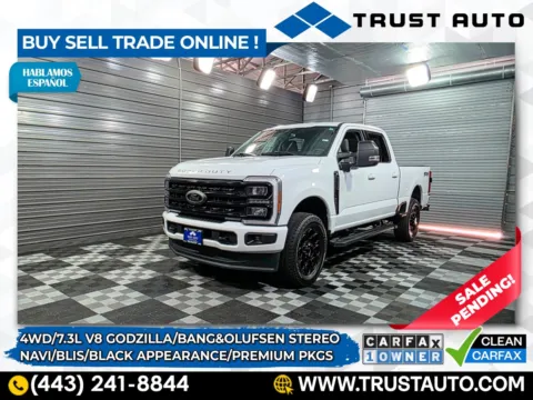 White 2023 Ford Super Duty F-250 XLT 4WD Crew Cab 7.3L V8 Godzilla Pickup Truck w/Premium/Black A for sale in Sykesville, MD