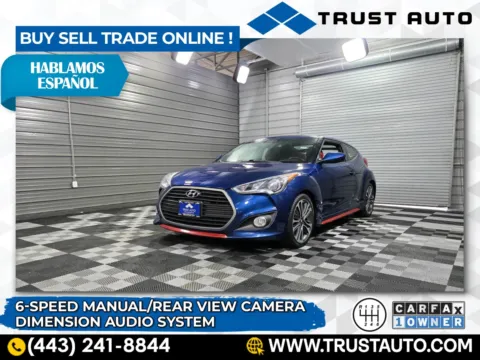 Blue 2016 Hyundai Veloster Turbo R-Spec 6-Speed Manual Hatchback for sale in Sykesville, MD