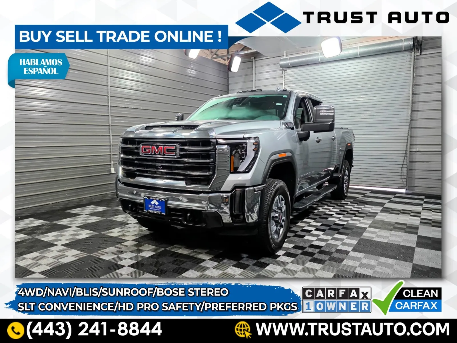 Gray 2024 GMC Sierra 2500HD SLT 4WD Crew Cab Pickup Truck w/Convenience Pkg for sale in Sykesville, MD