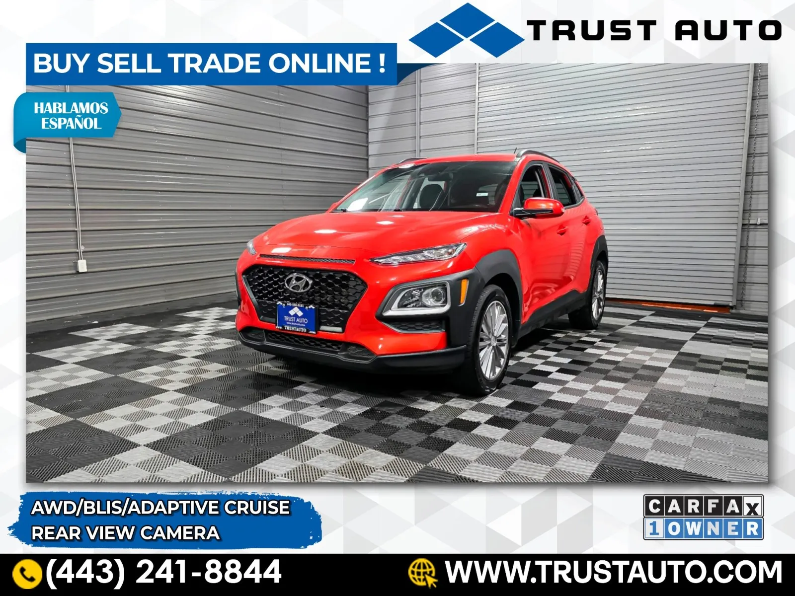Orange 2019 Hyundai Kona SEL AWD SUV for sale in Sykesville, MD