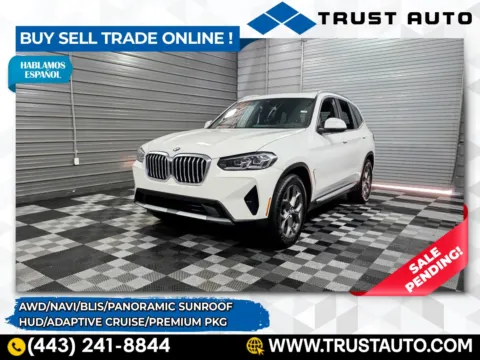 White 2022 BMW X3 xDrive30i AWD Luxury SUV w/Premium Pkg for sale in Sykesville, MD