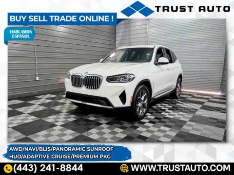 White 2022 BMW X3 xDrive30i AWD Luxury SUV w/Premium Pkg for sale in Sykesville, MD