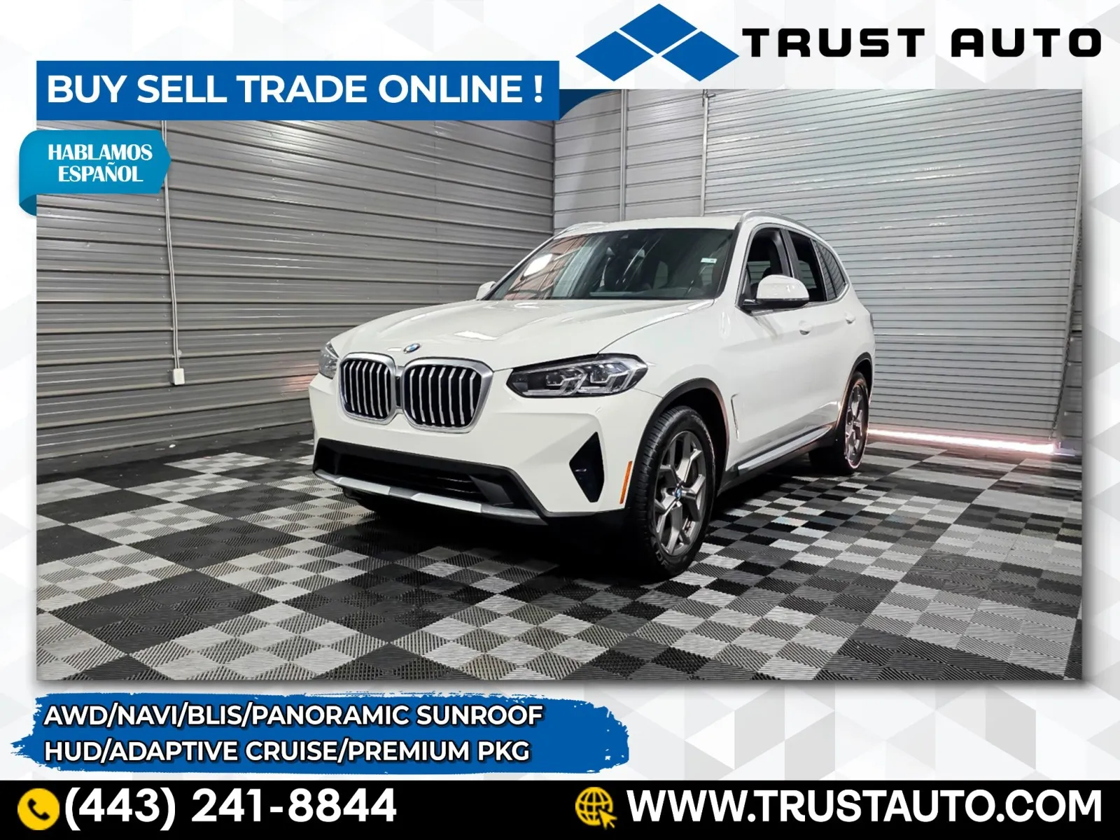 White 2022 BMW X3 xDrive30i AWD Luxury SUV w/Premium Pkg for sale in Sykesville, MD