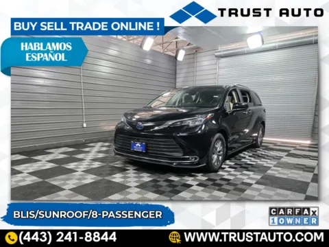 Black 2022 Toyota Sienna XLE 8-Passenger Minivan/Van for sale in Sykesville, MD