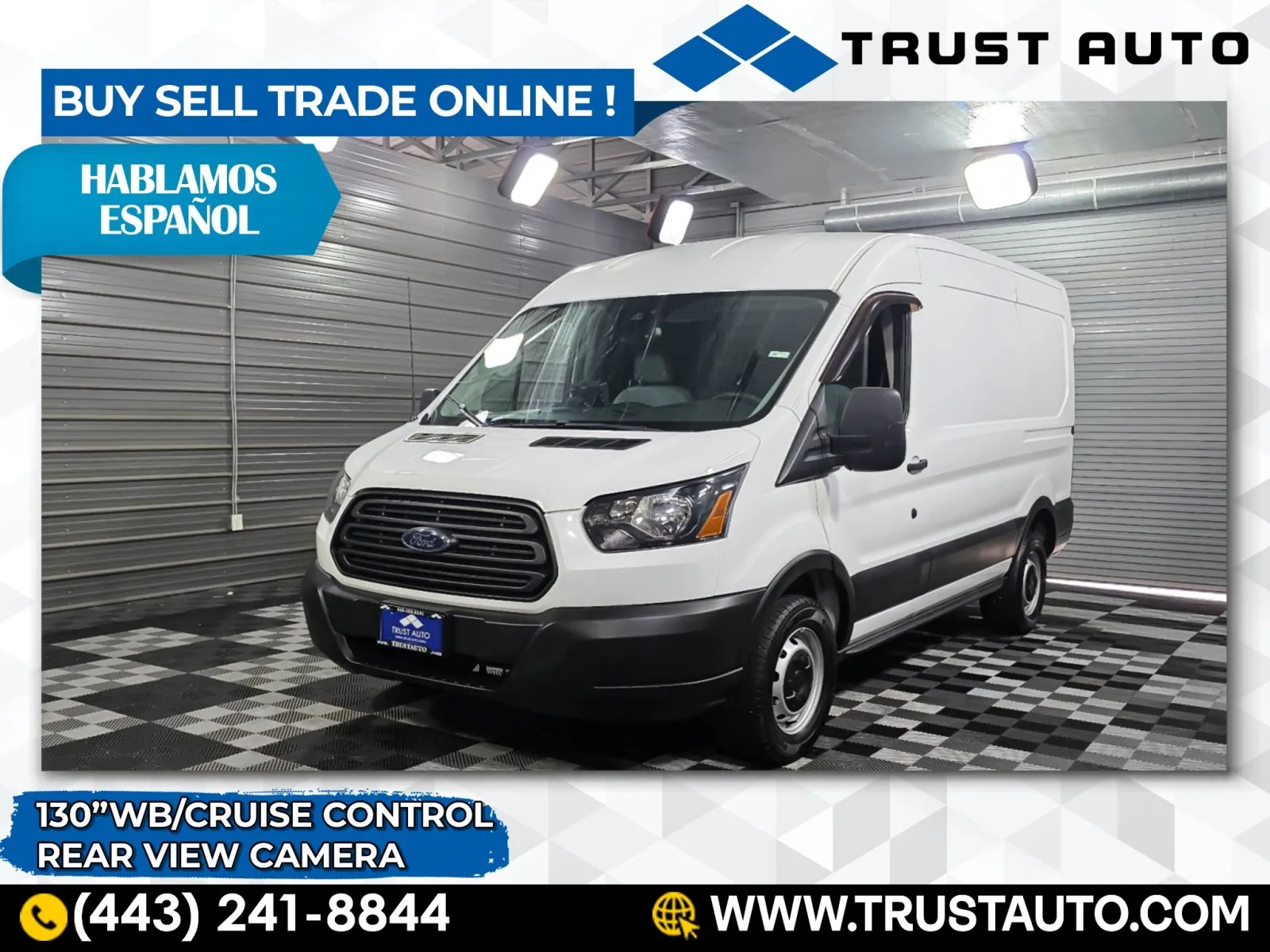 White 2019 Ford Transit T-250 Cargo 130'' WB Medium Roof Minivan/Van for sale in Sykesville, MD