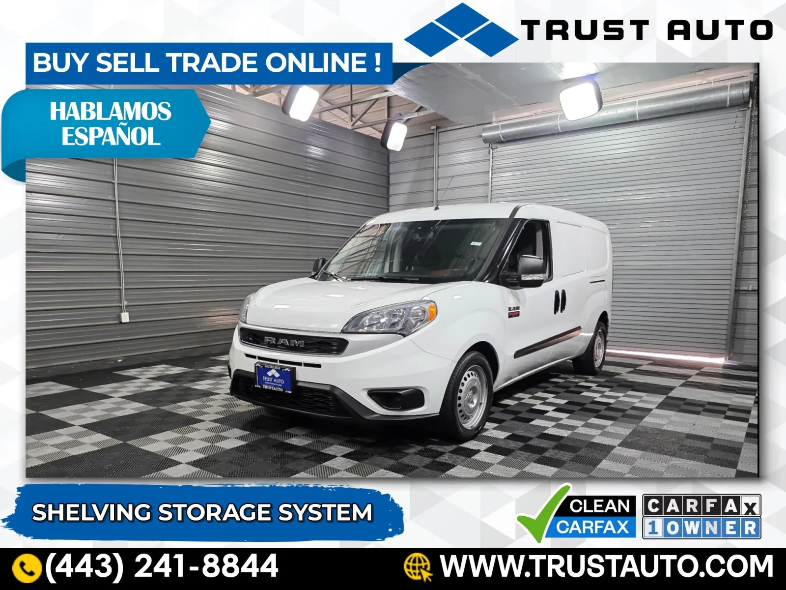 White 2022 Ram ProMaster City Wagon Minivan/Van w/Shelving Storage System for sale in Sykesville, MD