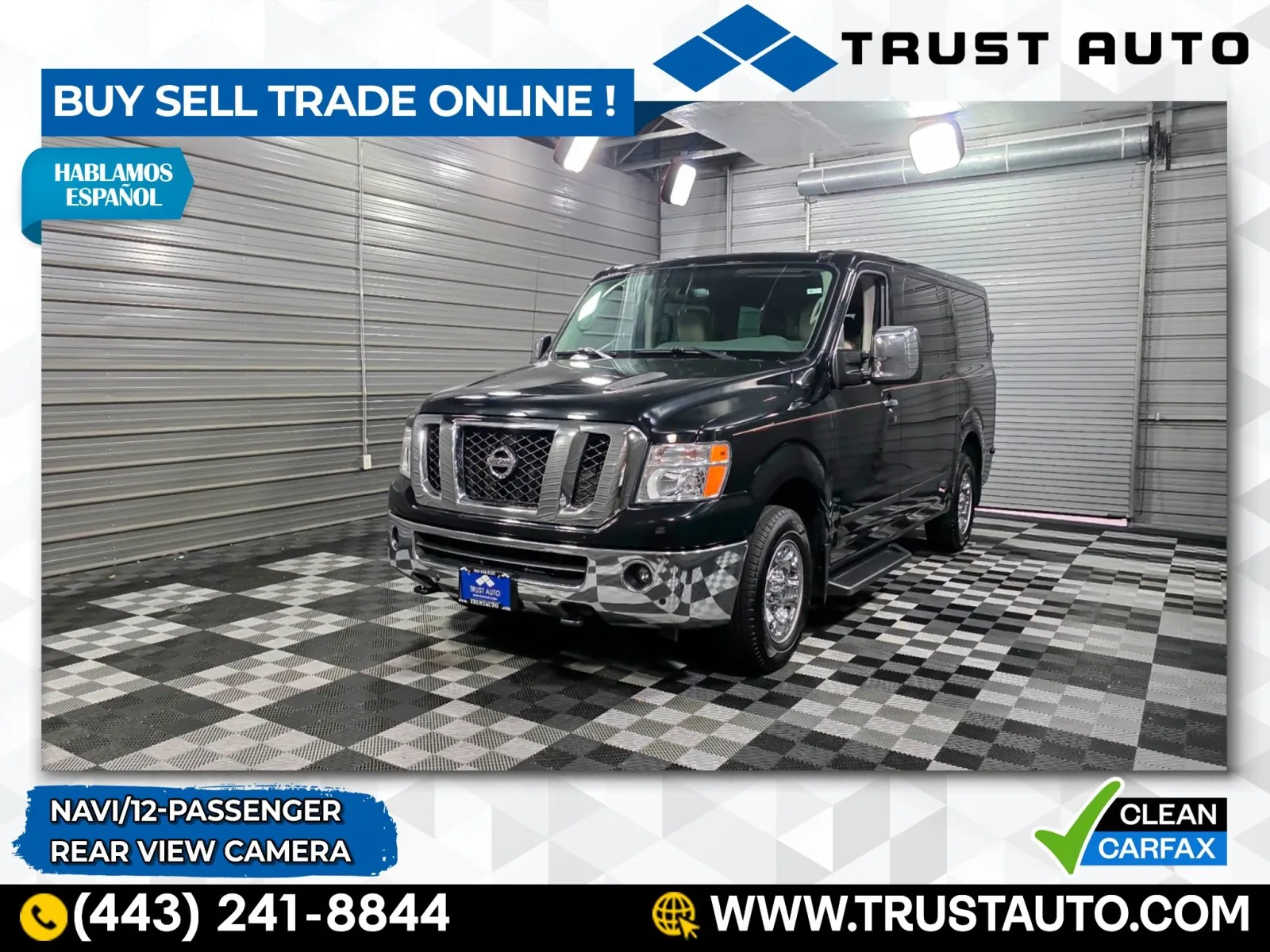 Black 2021 Nissan NV Passenger NV3500 HD SL Low Roof 12-Passenger Minivan/Van for sale in Sykesville, MD