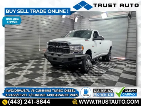 White 2022 Ram 3500 DRW Tradesman Regular Cab Cummins Diesel Pickup Truck w/Level 2 Equipment Group for sale in Sykesville, MD