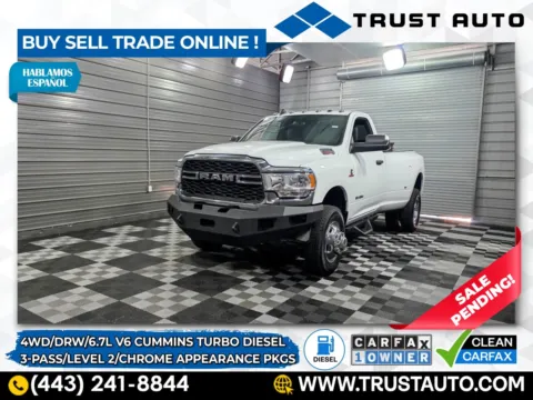 White 2022 Ram 3500 DRW Tradesman Regular Cab Cummins Diesel Pickup Truck w/Level 2 Equi for sale in Sykesville, MD