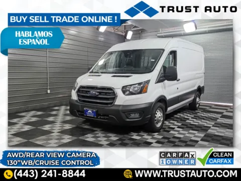 White 2020 Ford Transit T-250 Cargo AWD 130''WB Medium Roof Minivan/Van for sale in Sykesville, MD