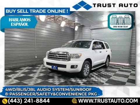 White 2016 Toyota Sequoia Limited 4WD 8-Passenger SUV for sale in Sykesville, MD