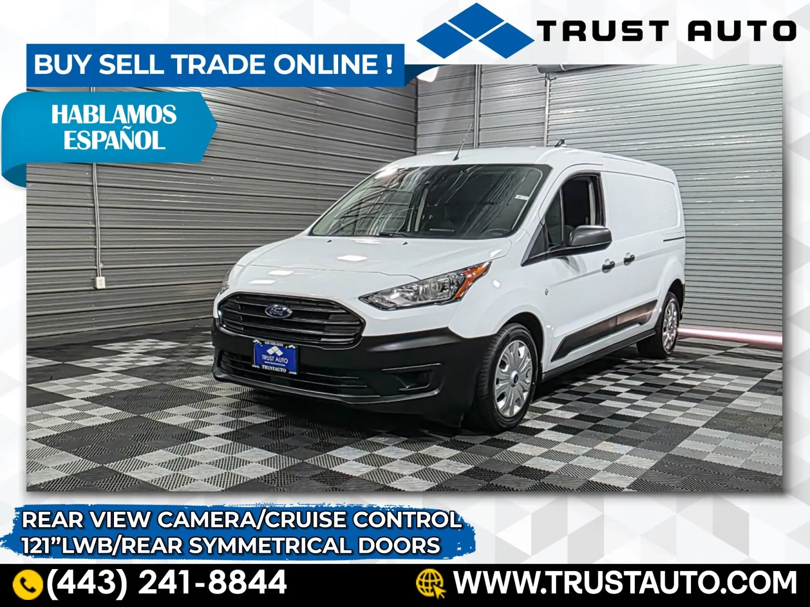 White 2022 Ford Transit Connect Cargo XL 121'' LWB Minivan/Van w/Rear Symmetrical Doors for sale in Sykesville, MD
