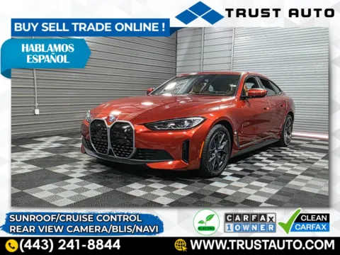Orange 2023 BMW i4 eDrive40 Gran Coupe Electric Luxury Hatchback for sale in Sykesville, MD