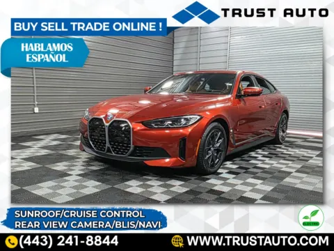 Orange 2023 BMW i4 eDrive40 Gran Coupe Electric Luxury Hatchback for sale in Sykesville, MD