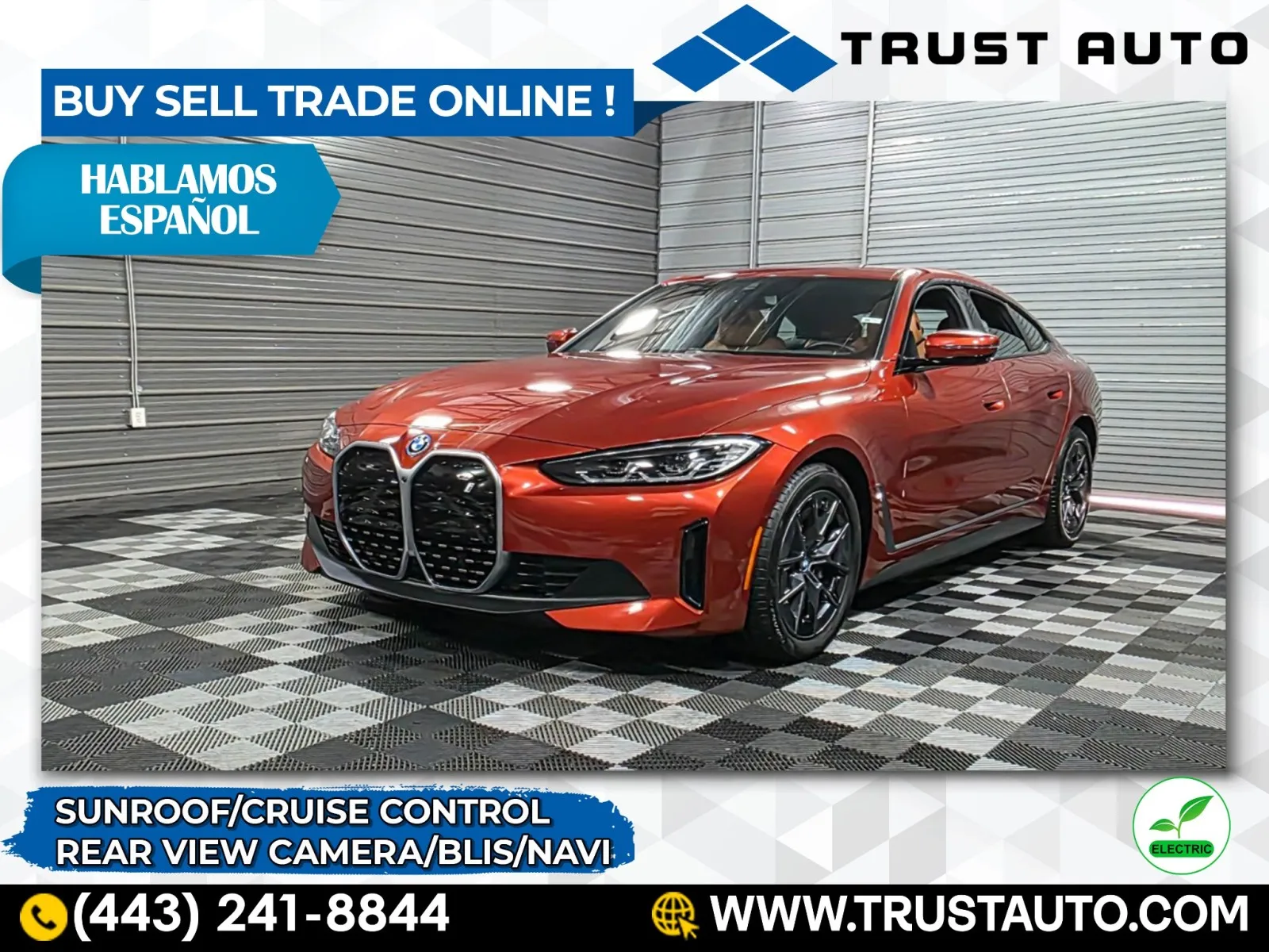 Orange 2023 BMW i4 eDrive40 Gran Coupe Electric Luxury Hatchback for sale in Sykesville, MD