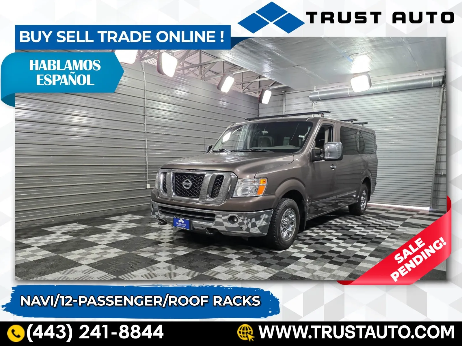 2018 Nissan NV 12-Passenger NV3500 HD SL 5.6L V8 Minivan/Van w/Roof Racks for sale in Sykesville, MD
