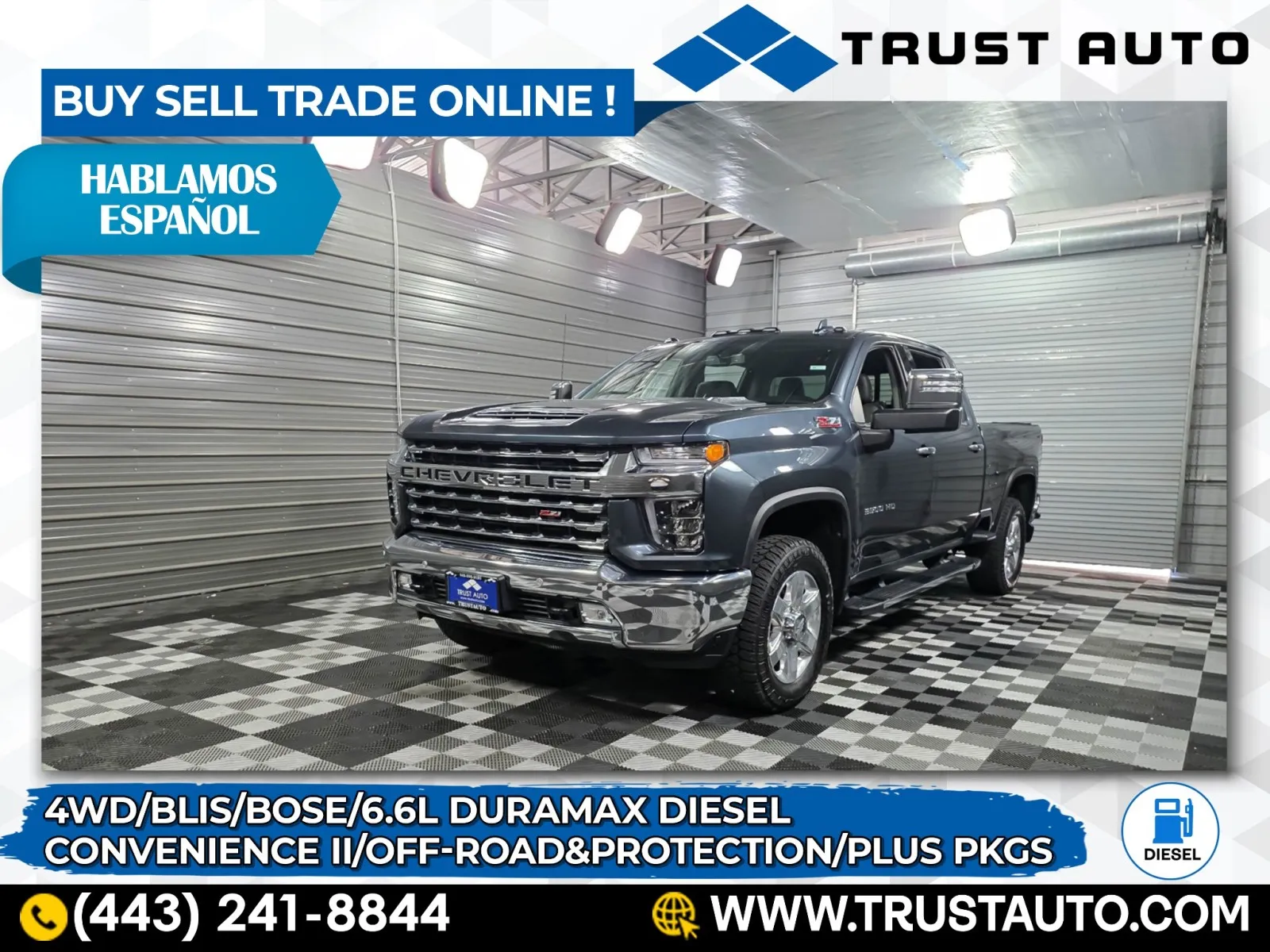 Gray 2020 Chevrolet Silverado 3500HD LTZ 4WD Crew Cab Duramax Turbo Diesel Pickup Truck for sale in Sykesville, MD
