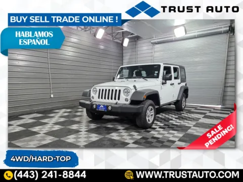 White 2017 Jeep Wrangler Unlimited Sport 4WD Hard-Top SUV for sale in Sykesville, MD