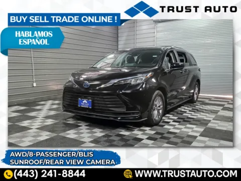 Black 2022 Toyota Sienna LE AWD 8-Passenger Minivan/Van for sale in Sykesville, MD