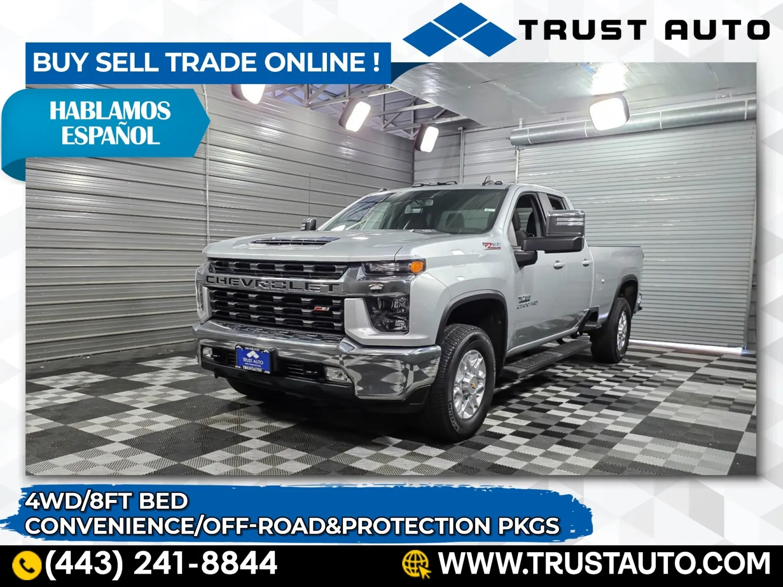Silver 2022 Chevrolet Silverado 2500HD LT 4WD Double Cab 8FT Long Bed Pickup Truck w/Convenience PkgP for sale in Sykesville, MD