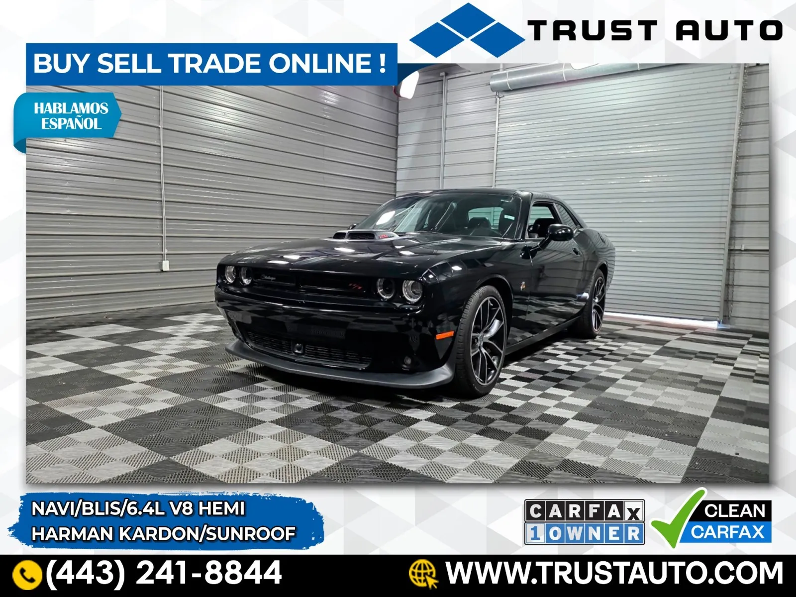 Black 2016 Dodge Challenger 392 Hemi Scat Pack Shaker Sport Coupe for sale in Sykesville, MD