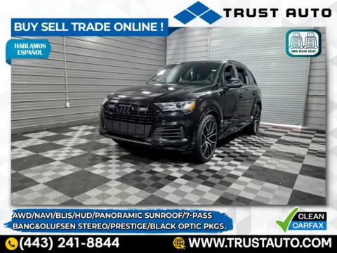 Black 2022 Audi Q7 3.0 TFSI Quattro Prestige AWD 7-Pass SUV w/Black Optic Pkg for sale in Sykesville, MD