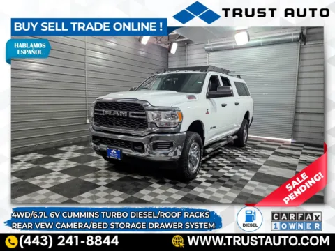 White 2022 Ram 2500 Tradesman 4WD Crew Cab Cummins Diesel Pickup Truck w/Bed Storage for sale in Sykesville, MD