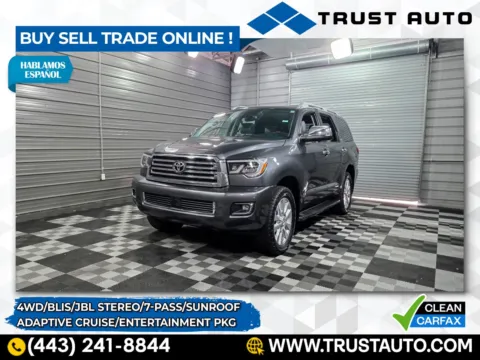 Gray 2019 Toyota Sequoia Platinum 4WD 7-Passenger SUV w/Rear Entertainment System for sale in Sykesville, MD