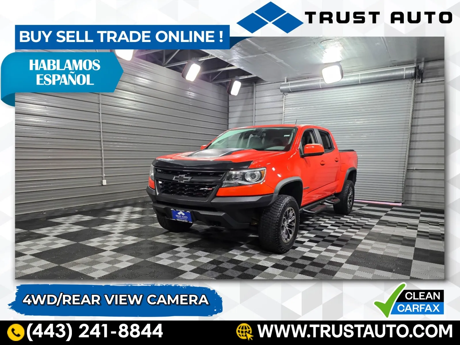 Orange 2019 Chevrolet Colorado ZR2 4WD Crew Cab Pickup Truck for sale in Sykesville, MD