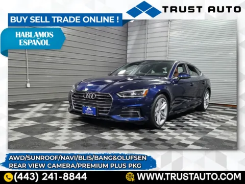 Blue 2019 Audi A5 Sportback Premium Plus 45 TFSI quattro AWD Hatchback for sale in Sykesville, MD