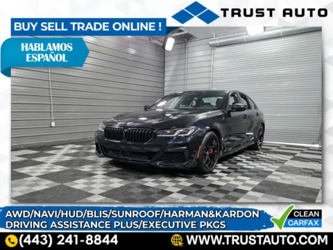 Black 2021 BMW 5 Series M550i xDrive AWD Luxury Sedan w/Executive Pkg for sale in Sykesville, MD
