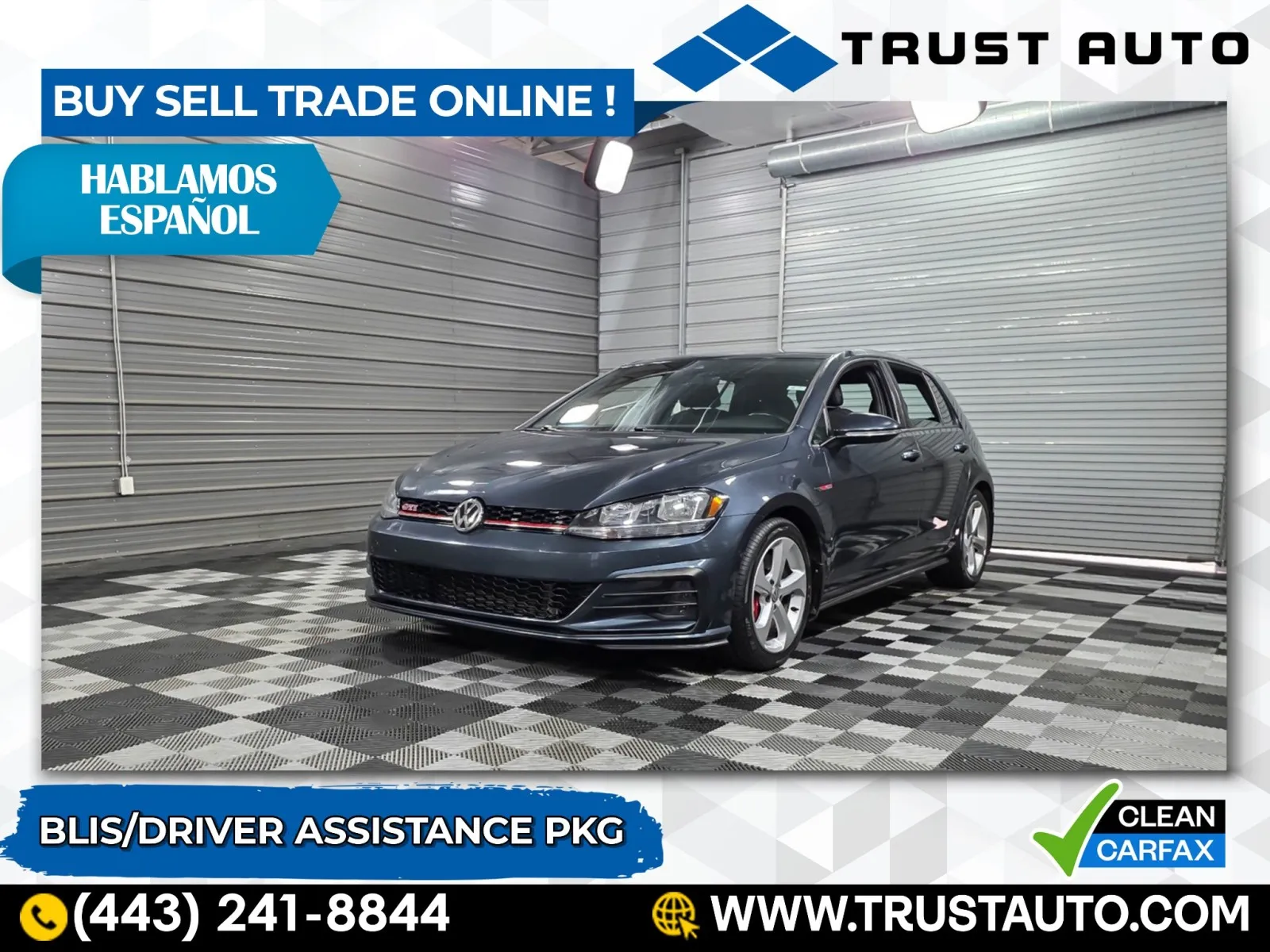 Blue 2020 Volkswagen Golf GTI Autobahn Hatchback for sale in Sykesville, MD