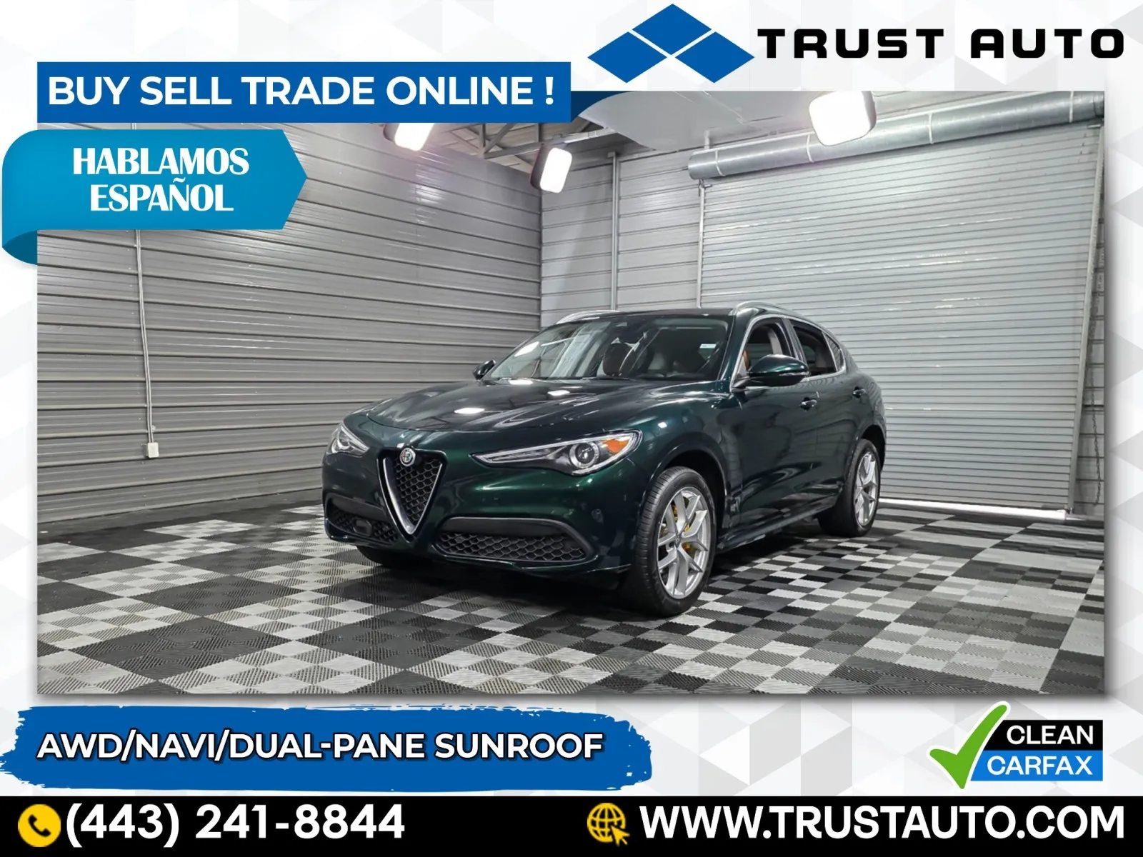 Green 2021 Alfa Romeo Stelvio Ti AWD SUV for sale in Sykesville, MD