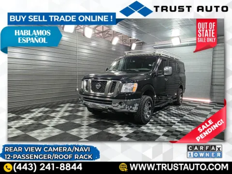 Black 2017 Nissan NV3500 12-Passenger SL 5.6L V8 Minivan/Van w/Roof Rack for sale in Sykesville, MD