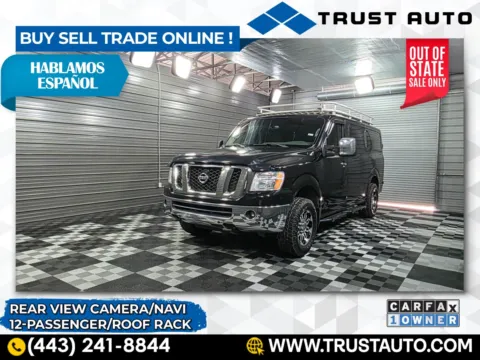 Black 2017 Nissan NV3500 12-Passenger SL 5.6L V8 Minivan/Van w/Roof Rack for sale in Sykesville, MD