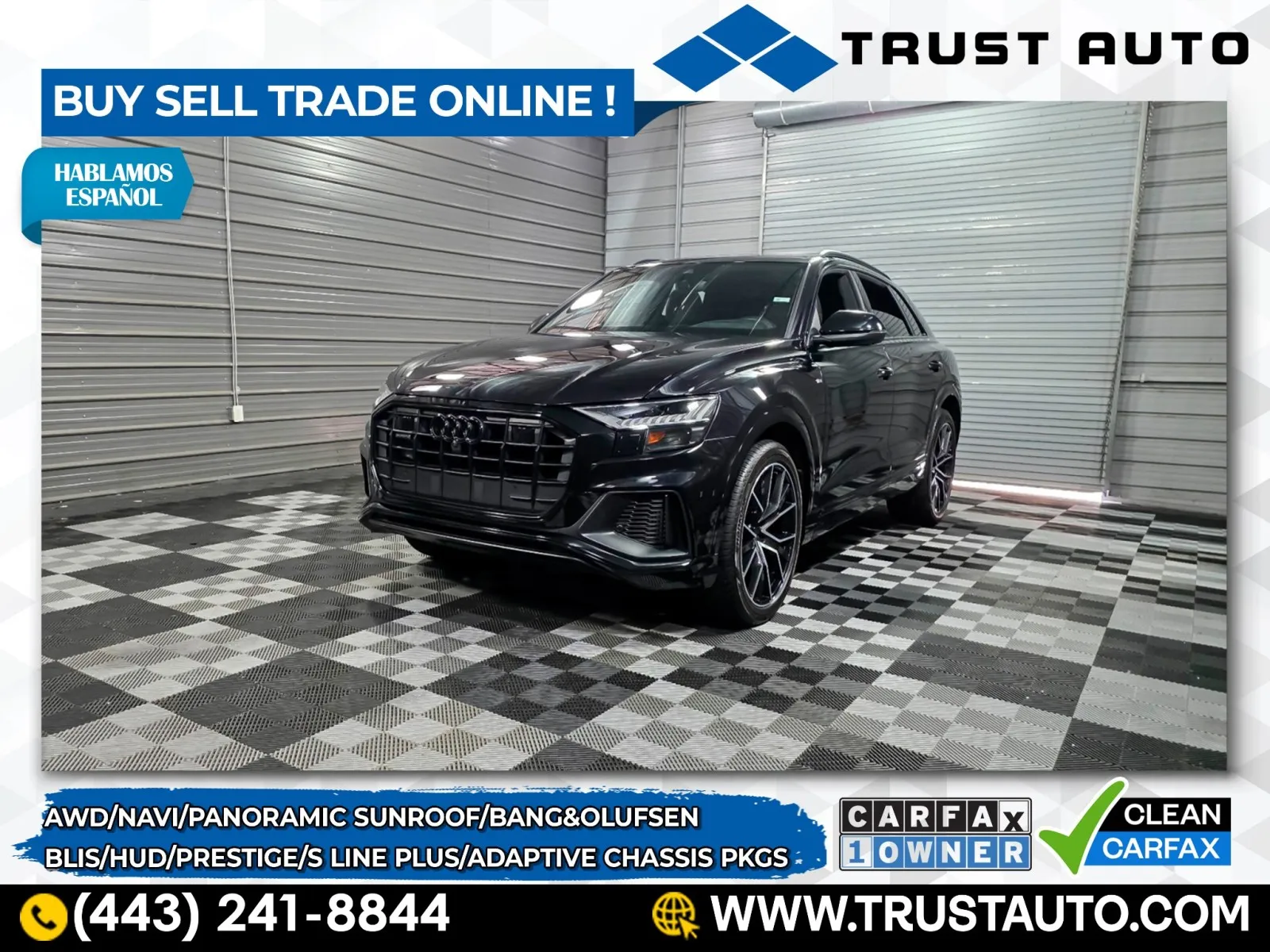 Black 2021 Audi Q8 Prestige 55 TFSI quattro AWD SUV w/Adaptive Chassis/S Line Plus Pkgs for sale in Sykesville, MD