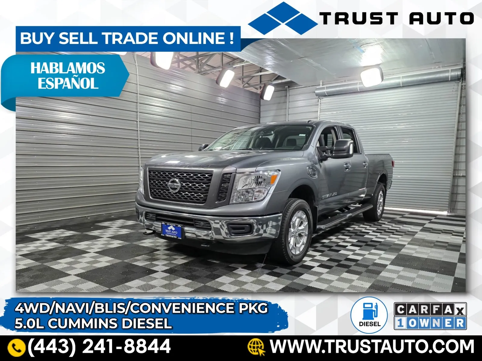 2019 Nissan Titan XD SV 4WD Crew Cab Cummins Diesel Pickup Truck