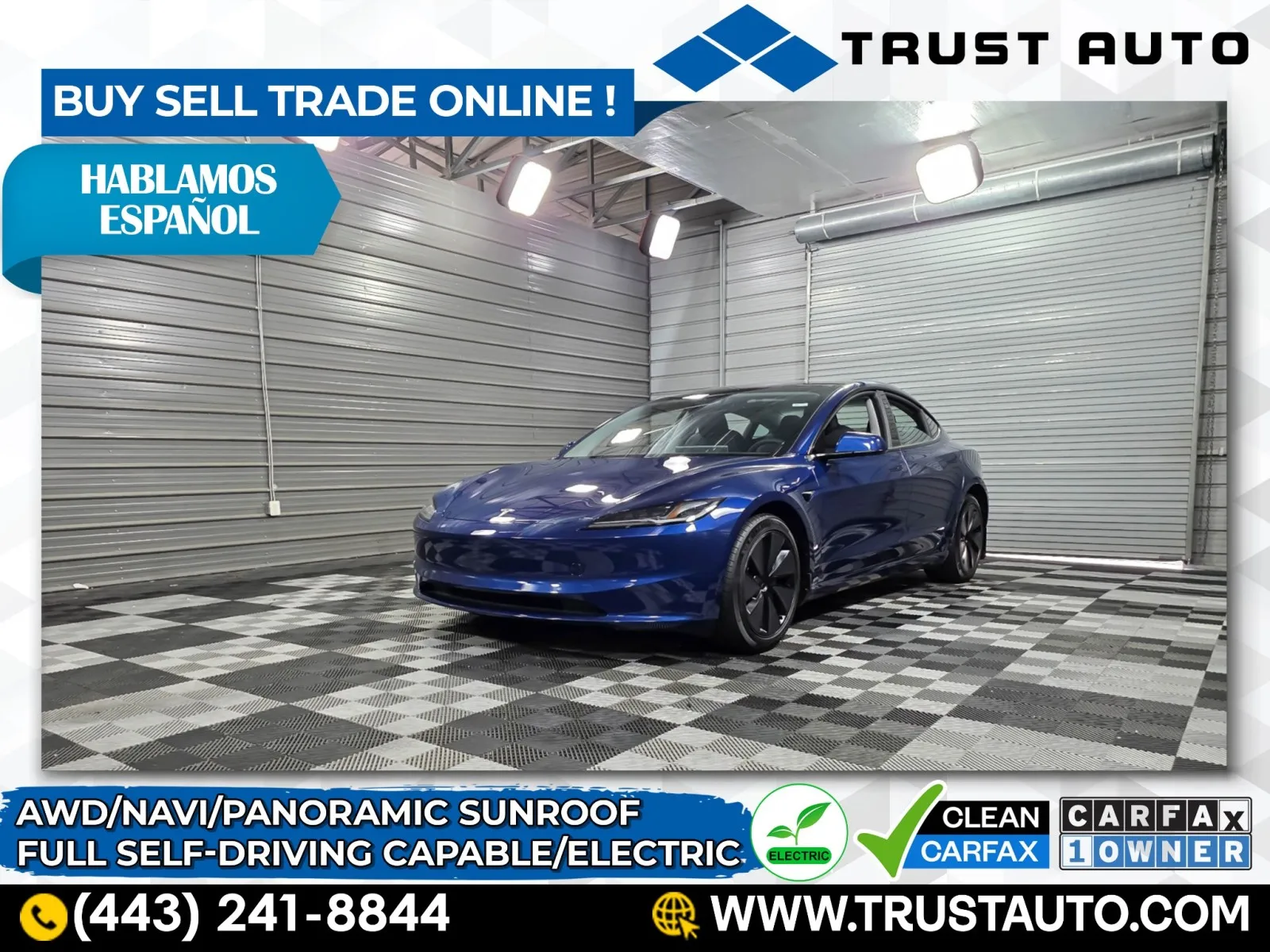 2024 Tesla Model 3 Long Range AWD Electric Sedan