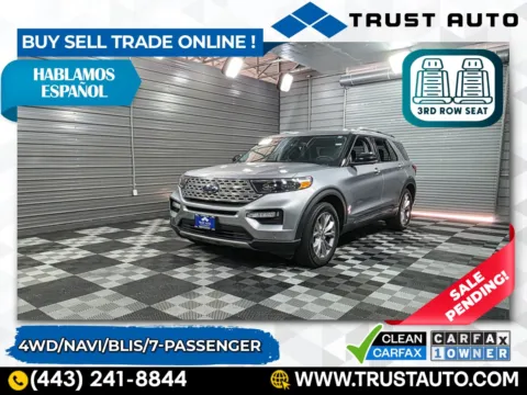 Silver 2021 Ford Explorer Limited 4WD 7-Passenger SUV for sale in Sykesville, MD